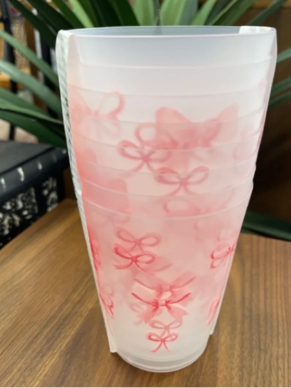 Frosted Pink Floral Decorative Tumbler - Unbranded